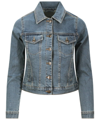 Women's Custom Embroidered Denim Jacket - Personalised with your Text - Choice of Thread Colour and Denim - Front or Back Stitched - Topbootee