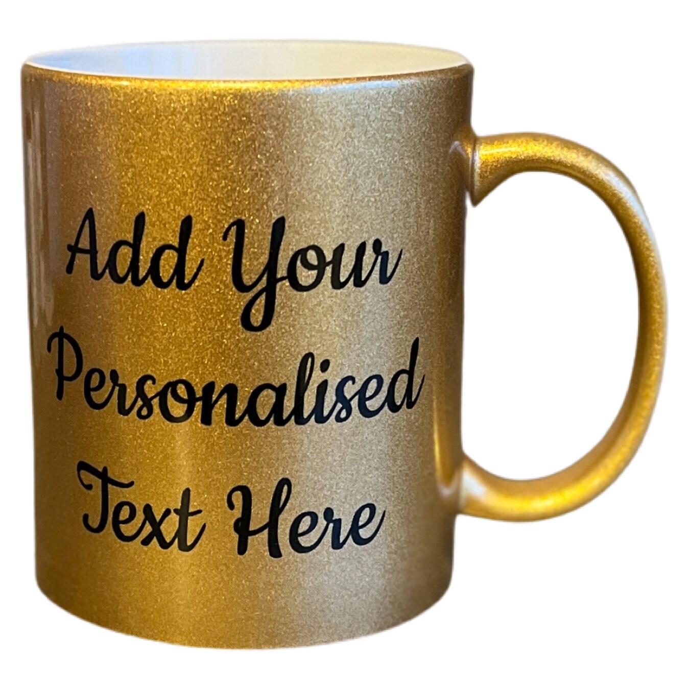 Personalised Gold Sparkle  Mug -  Same Day Dispatch - Great Novelty Gift Idea for Birthday, Wedding, Valentines, Customise with your text - Topbootee