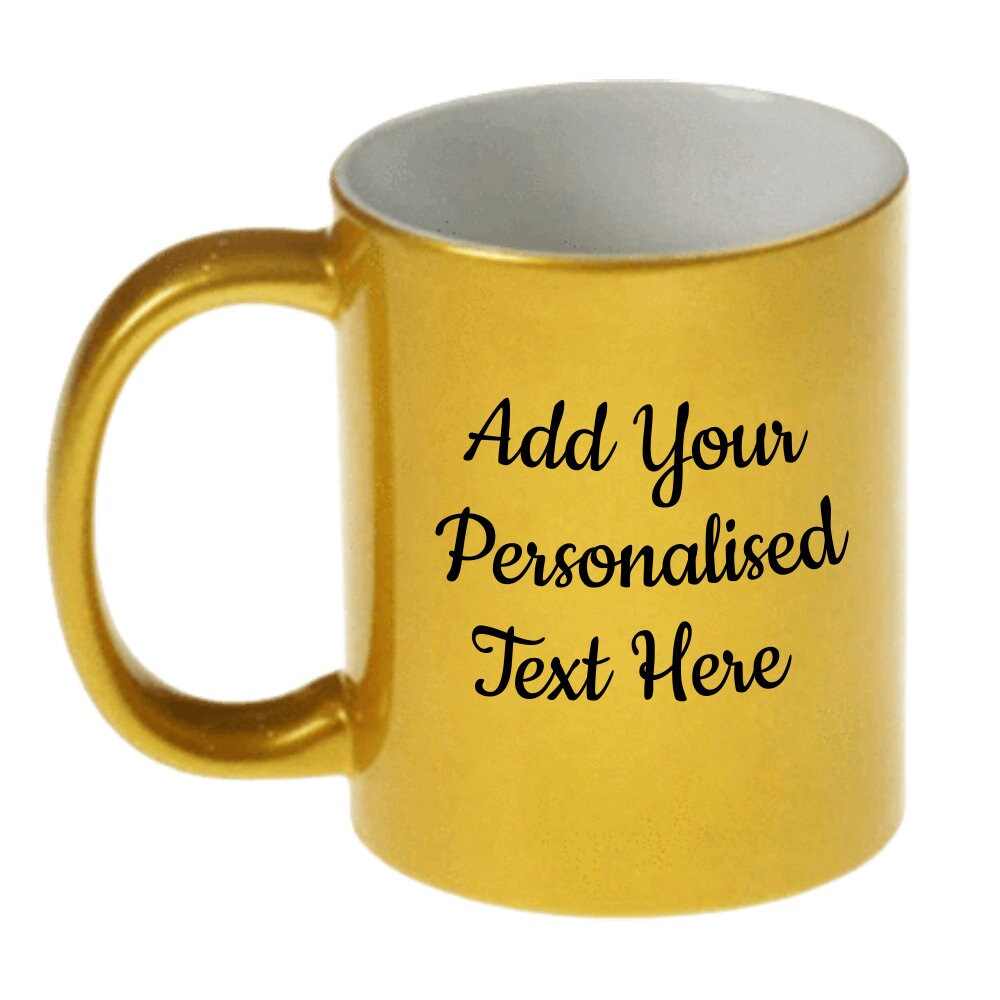 Personalised Gold Sparkle  Mug -  Same Day Dispatch - Great Novelty Gift Idea for Birthday, Wedding, Valentines, Customise with your text - Topbootee