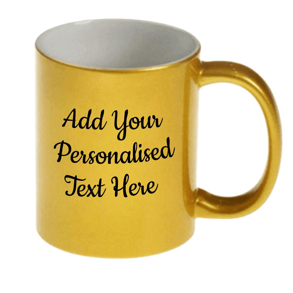 Personalised Gold Sparkle  Mug -  Same Day Dispatch - Great Novelty Gift Idea for Birthday, Wedding, Valentines, Customise with your text - Topbootee