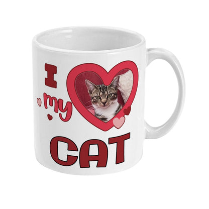 Personalised Photo Upload I Heart my Cat - Funny Cat Lovers Mug - Personalise by sending us your Photo - Cat Lovers Gift - Same Day Dispatch - Topbootee