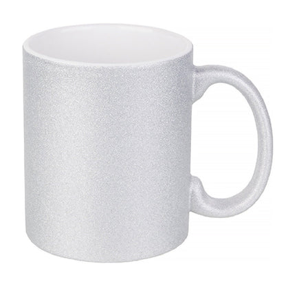 Personalised Silver Glitter Mug -  Same Day Dispatch - Great Novelty Gift Idea for Birthday, Wedding, Valentines, Customise with your text - Topbootee