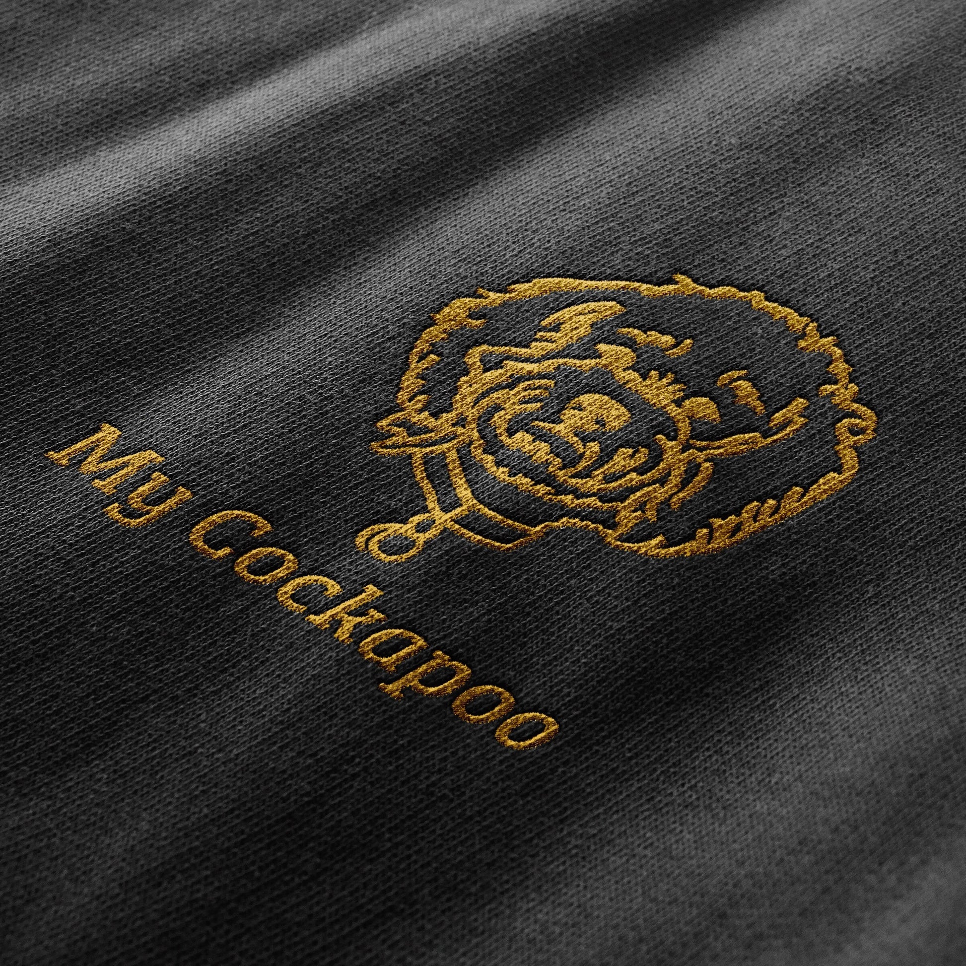 Personalised Dog Lovers Sweatshirt Embroidered with Breed of Dog and Text - Black with Gold Thread - Custom with Dogs Name or Owner - Topbootee