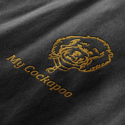 Personalised Dog Lovers Sweatshirt Embroidered with Breed of Dog and Text - Black with Gold Thread - Custom with Dogs Name or Owner - Topbootee