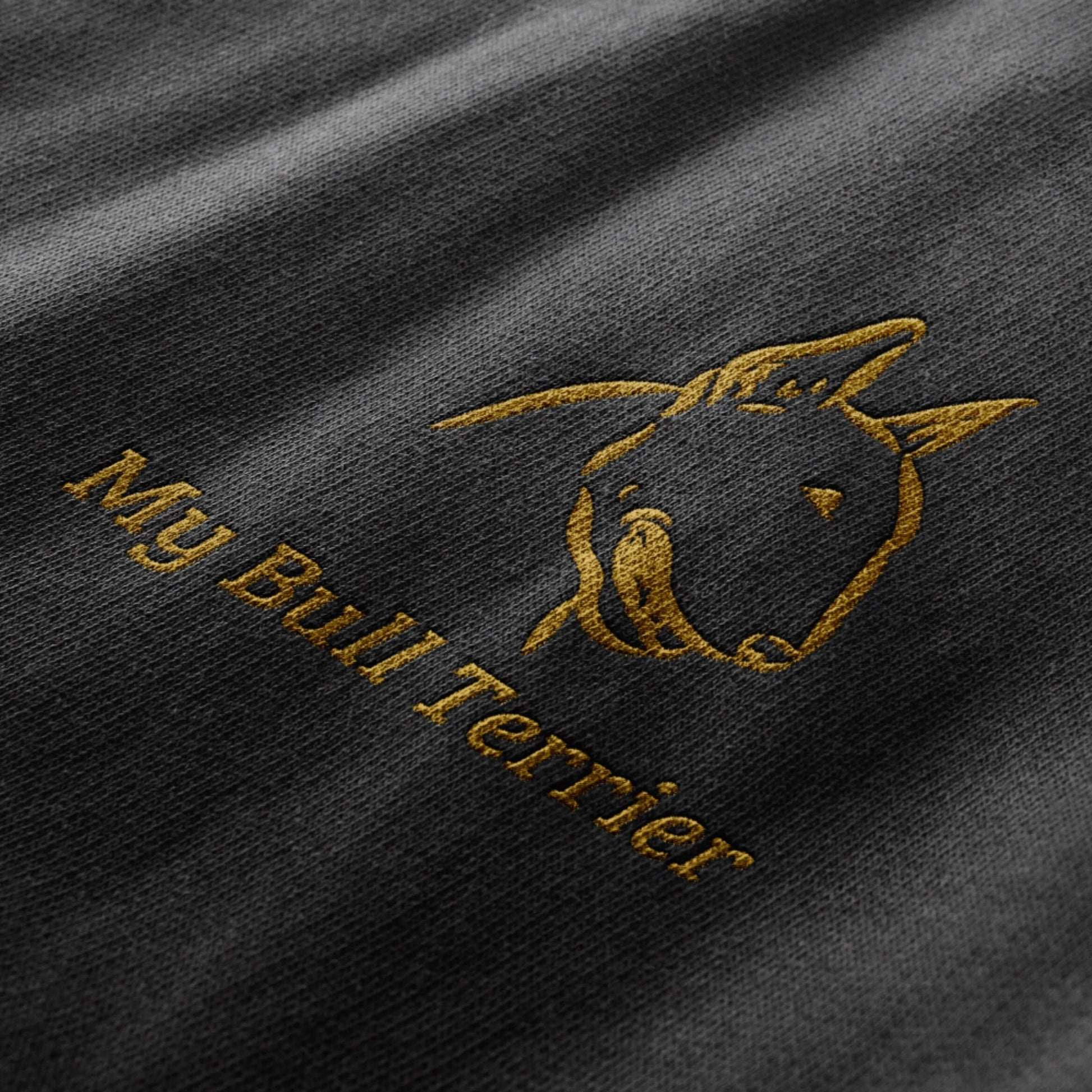 Personalised Dog Lovers Sweatshirt Embroidered with Breed of Dog and Text - Black with Gold Thread - Custom with Dogs Name or Owner - Topbootee