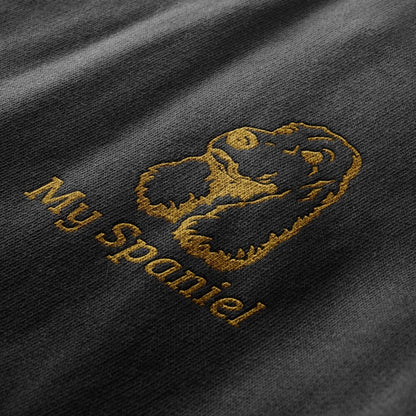 Personalised Dog Lovers Sweatshirt Embroidered with Breed of Dog and Text - Black with Gold Thread - Custom with Dogs Name or Owner - Topbootee