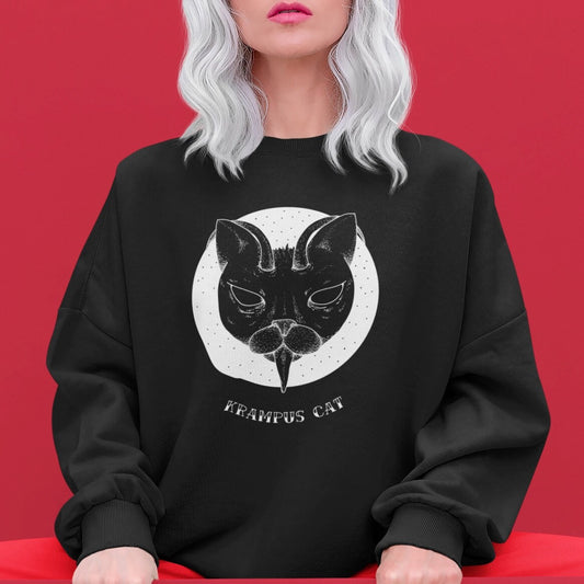 Krampus Kat Christmas Jumper - Evil Christmas Cat Sweatshirt - Alternative Party Jumper - Same Day Free Dispatch - Topbootee