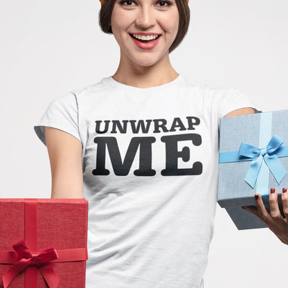 Unwrap Me!  Slogan Funny Printed  T Shirt for Christmas 100% Cotton Tee - Same Day and Free Dispatch - Great For Xmas Parties - Topbootee