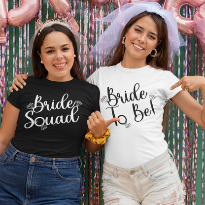 Hen Party Bride Squad Diamond t-shirts - Hen Tee's for the Bride Tribe-Bridal Party Shirts -Tops for Hen do- Fast and Free Same Day Dispatch - Topbootee