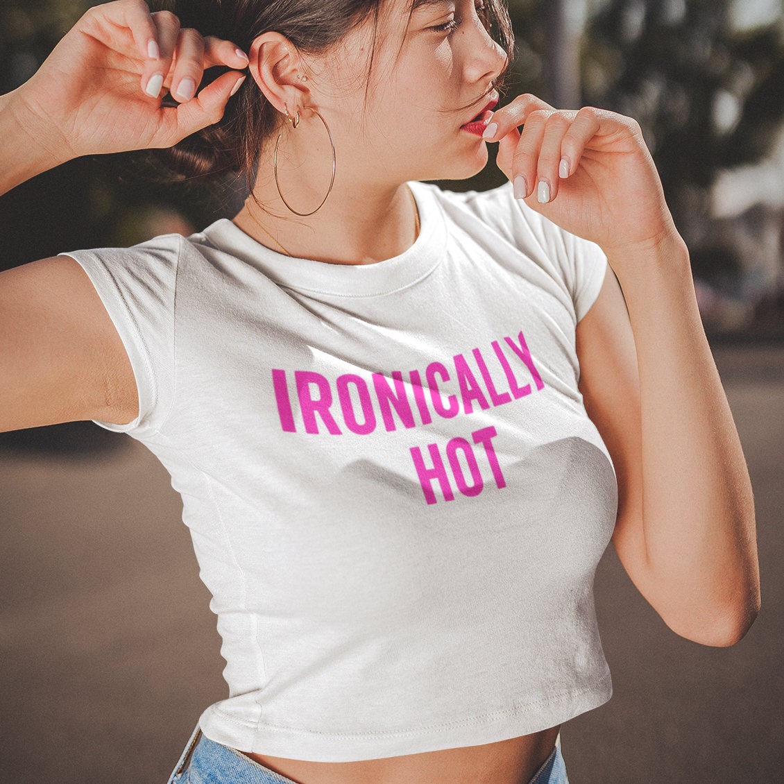 Ironically Hot Cropped T Shirt - Topbootee