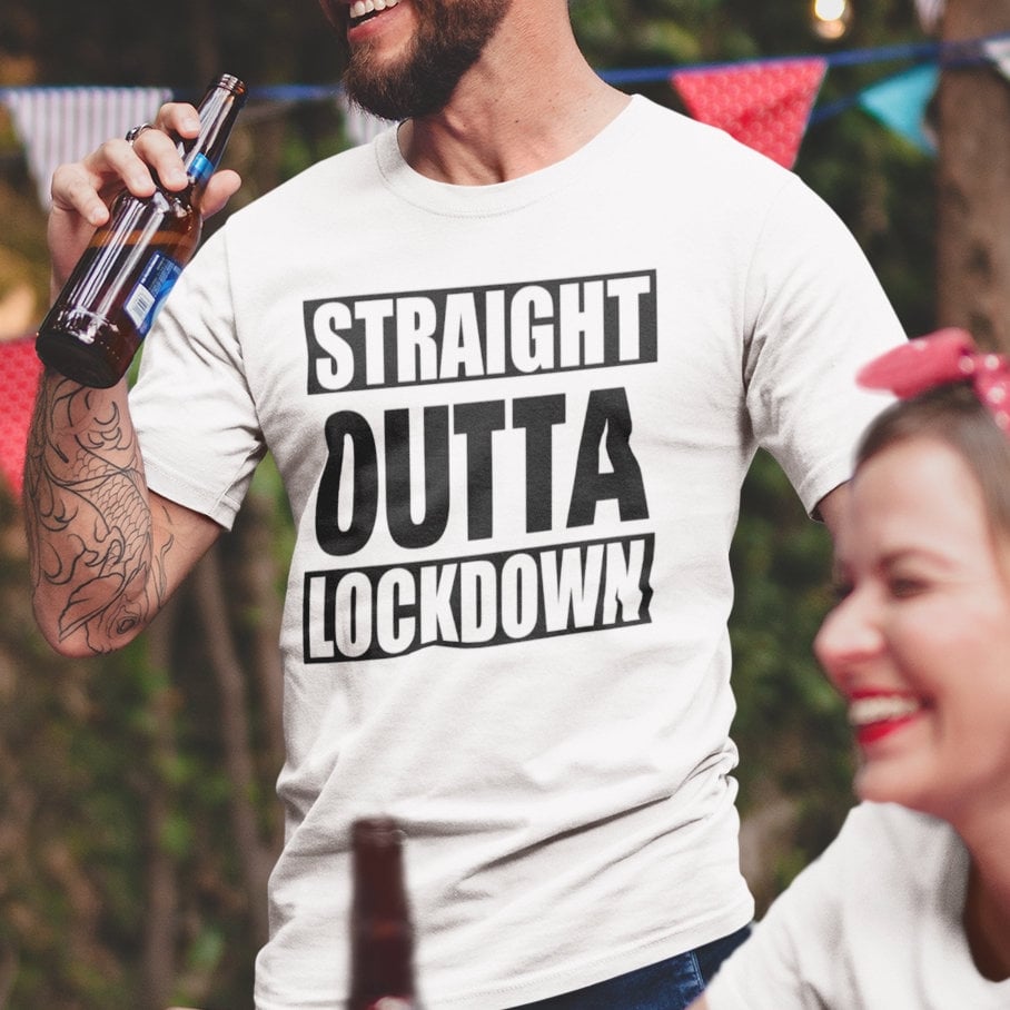 Straight outta lockdown t shirt, Covid Virus, Quarantine top - Unisex style and funny - Not Compton!! Summer 2021 - Topbootee
