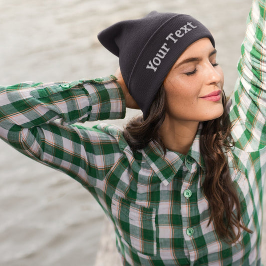 Personalised Beanie Embroidered With Your Text - Professionally Stitched Hat - Same Day Free Shipping - Pick Fonts and Thread Colour - Topbootee